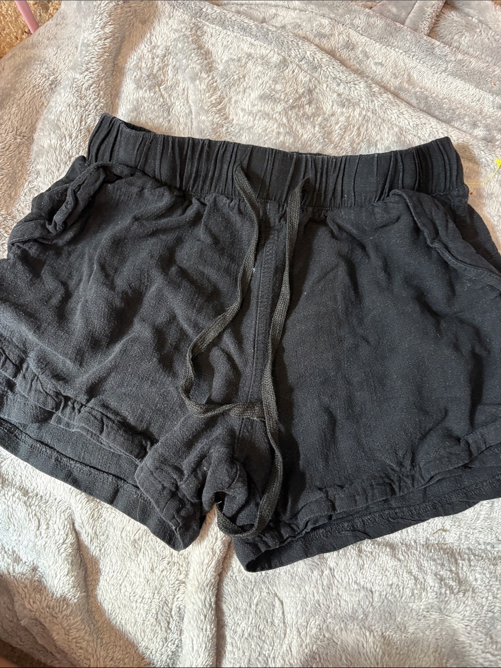 Women's Black Drawstring Lounge Shorts
